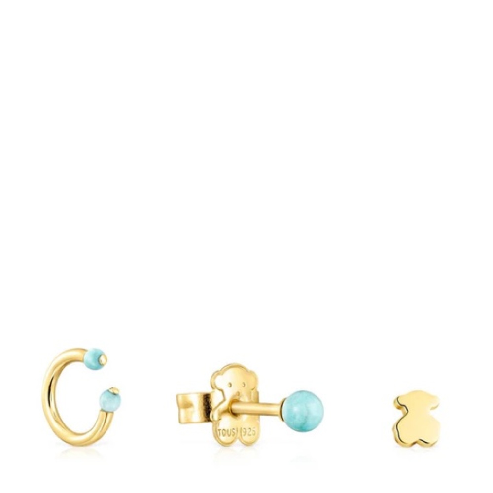 Authentic Tous Pack of Batala Earrings in Gold Vermeil with Howlite 918543640